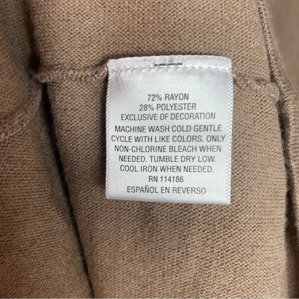 JM Collection Cowl Neck Faux Wrap Sweater Buckle Detail Brown Taupe Boho XL Chic